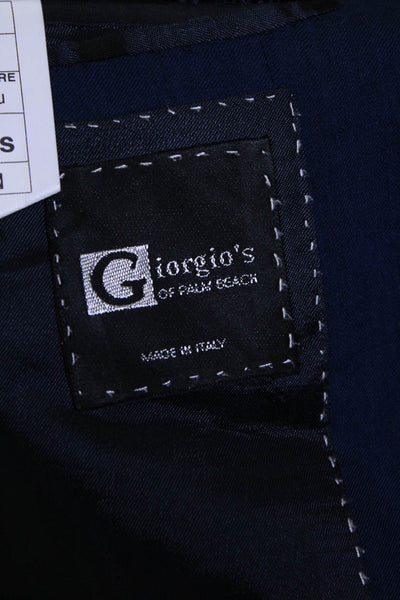 Giorgios of Palm Beach Mens Two Button Blazer Jacket Navy Blue Cashmere Size 44