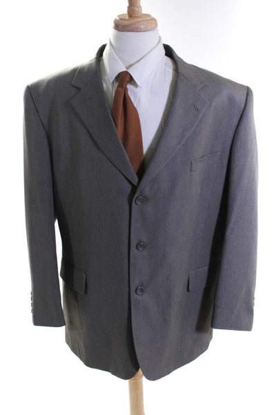 Paolo Giardini Mens Three Button Blazer Jacket Gray Wool Size 46 Short