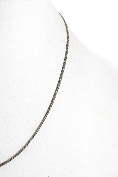 Designer Womens Vintage Sterling Silver Curb Link Spring Ring Chain Necklace