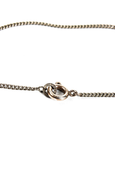 Designer Womens Vintage Sterling Silver Curb Link Spring Ring Chain Necklace