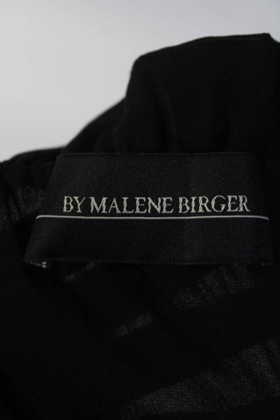 Maline Birger Womens Short Sleeve V Neck Silk Blouse Top Black Size FR 34