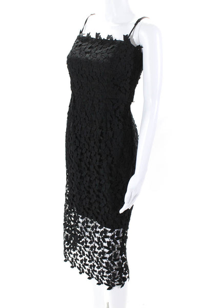 Bardot Womens Crochet Sleeveless Midi Pencil Dress Black Size 6