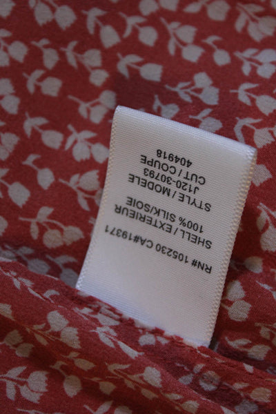 Joie Womens Silk Floral Print Pleated Ruffled Hem Sleeveless Dress Red Size S