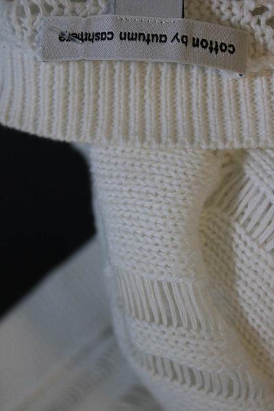 Cotton By Autumn Cashmere Womens Cotton Open Knit Short Sleeve Top White Size S