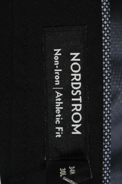 Nordstrom Mens Cotton Textured Hook & Eye Straight Leg Pants Blue Size EUR34