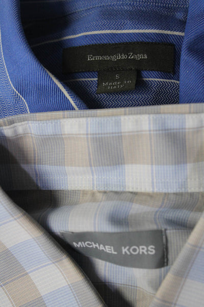 Michael Kors Ermenegildo Zegna Mens Cotton Check Stripe Tops Blur Size S M Lot 2
