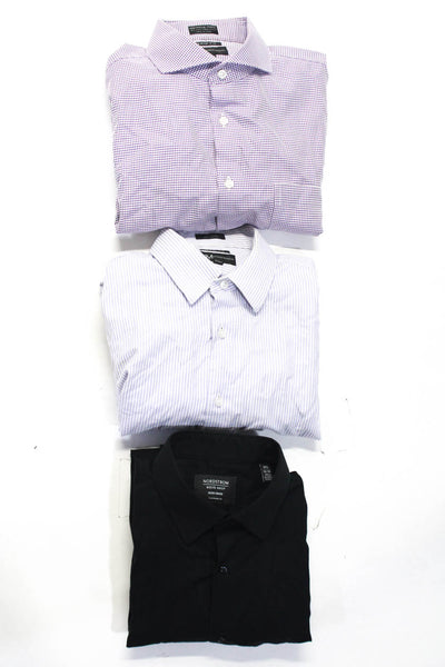 Neiman Marcus Nordstrom Mens Cotton Striped Collared Tops Purple Size 32 Lot 3