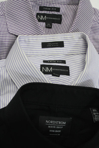 Neiman Marcus Nordstrom Mens Cotton Striped Collared Tops Purple Size 32 Lot 3