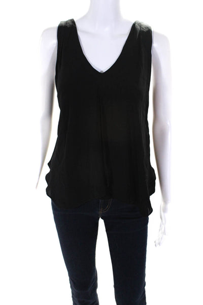 Theory Womens Silk V Neck Inverted Jantine Tank Top Black Size Small