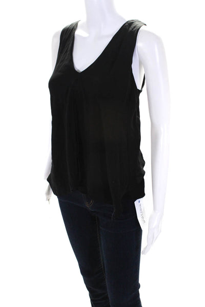 Theory Womens Silk V Neck Inverted Jantine Tank Top Black Size Small