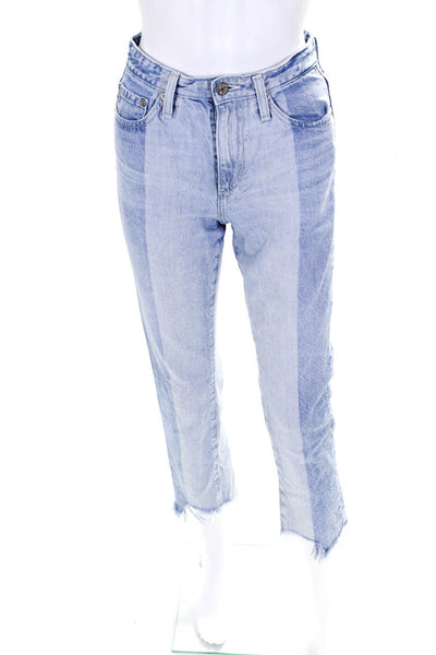 AG Adriano Goldschmied Womens Cotton Buttoned Straight Leg Jeans Blue Size EUR24