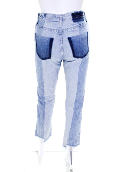 AG Adriano Goldschmied Womens Cotton Buttoned Straight Leg Jeans Blue Size EUR24