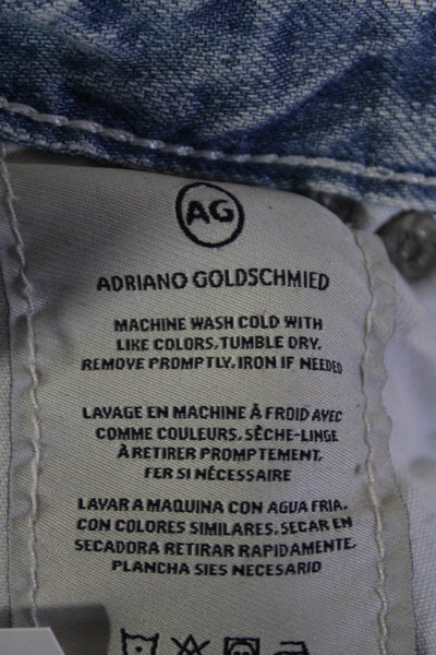 AG Adriano Goldschmied Womens Cotton Buttoned Straight Leg Jeans Blue Size EUR24