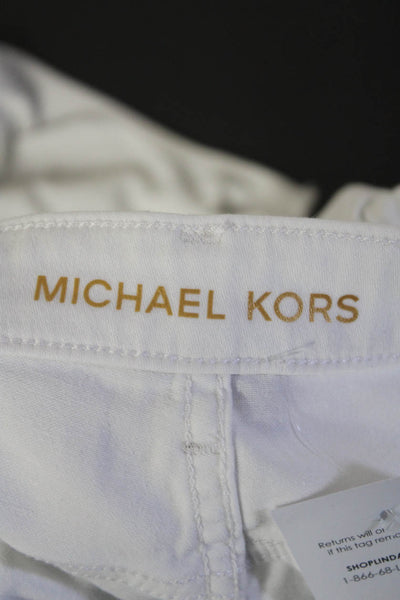 Michael Kors Womens Denim Button-Up High-Rise Cuffed Skinny Jeans White Size 6