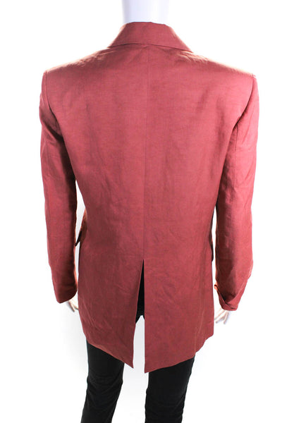 Zara Womens Open Front Blazer Jacket Pink Cotton Size Extra Small
