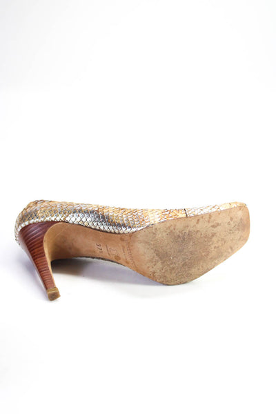 Pedro Garcia Women's Square Neck Textured Stiletto Party Shoe Silver Size 7.5