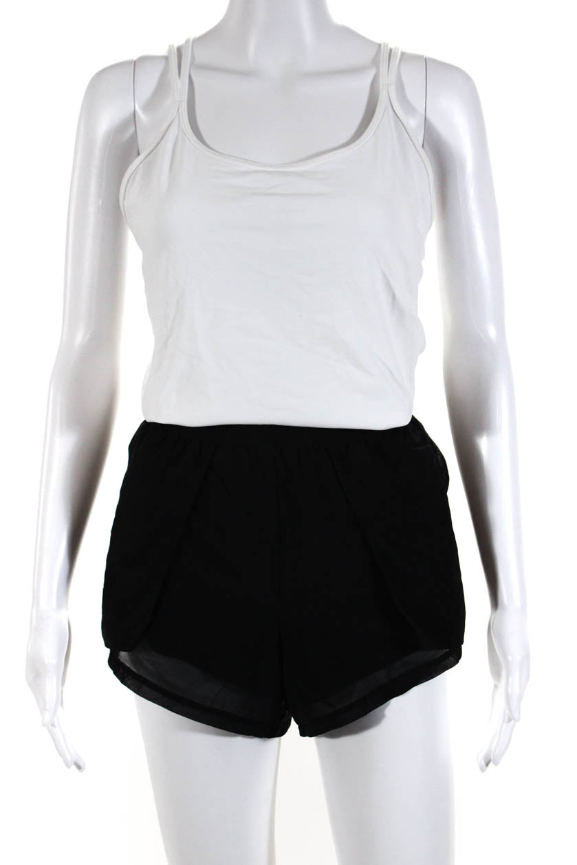 Lululemon Michi Womens Mesh Athletic Shorts Tank Top White Black