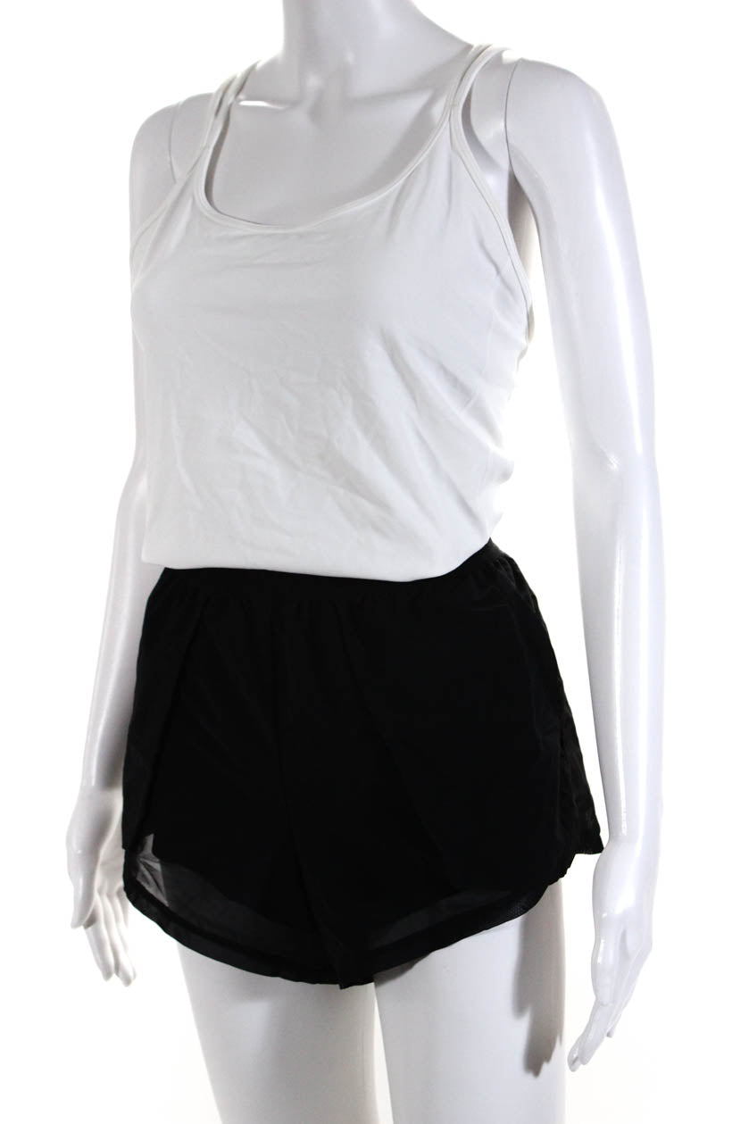 Lululemon Michi Womens Mesh Athletic Shorts Tank Top White Black