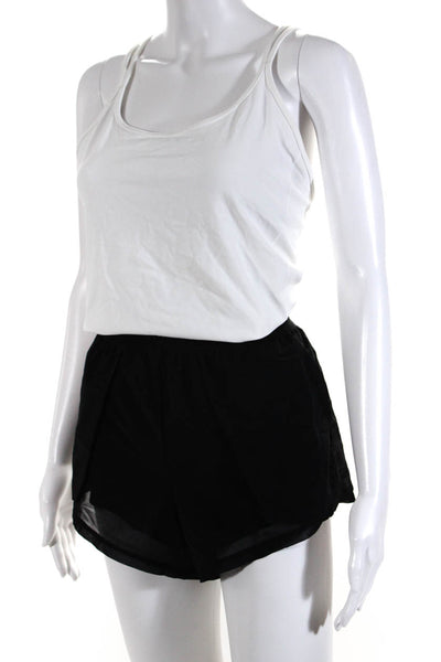 Lululemon Michi Womens Mesh Athletic Shorts Tank Top White Black 10 Large Lot 2