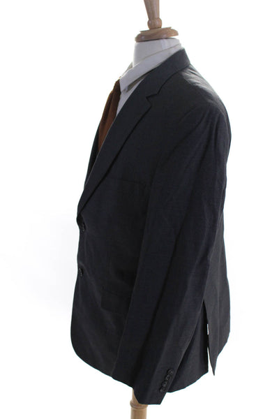 Pronto Uomo Mens Two Button Blazer Jacket Gray Wool Blend Size 46 Regular
