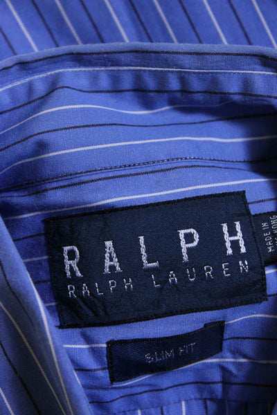 Ralph Ralph Lauren Womens Striped Long Sleeved Buttoned Top Blue White Size 12
