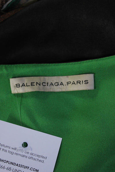 Balenciaga Paris Womens Crew Neck Twist Abstract Silk Dress Multicolored FR 40