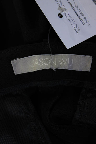 Jason Wu Womens Zipper Fly Mid Rise Pleated Straight Leg Pants Black Size 2