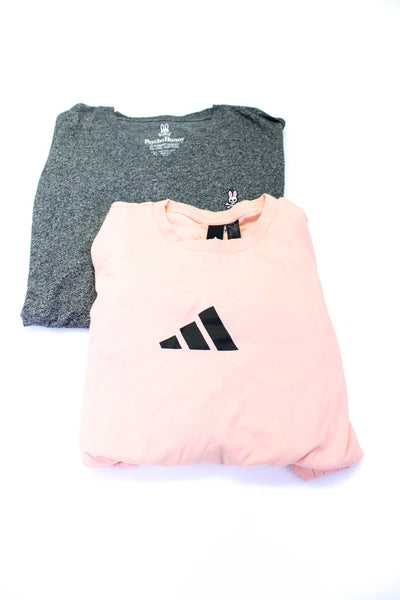 Adidas Psycho Bunny Mens Graphic Tee Shirt Pink Gray Size 4 Small Lot 2