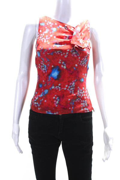 Cacharel Womens Surplice Printed Sleeveless Tank Top Blouse Red Blue IT 38