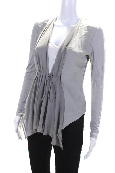 Lola & Sophie Womens Chambray Waterfall Tie Waist Cardigan Gray Size Extra Small