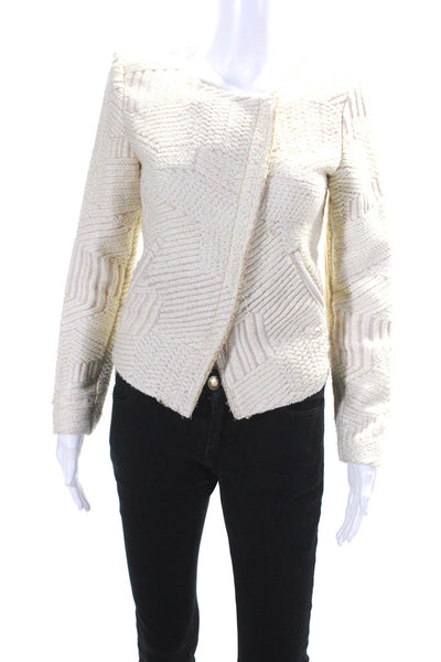 IRO Woens Metallic Woven Asymmetrical Jacket Ivory Size FR 36