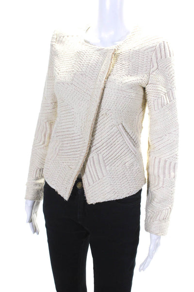 IRO Woens Metallic Woven Asymmetrical Jacket Ivory Size FR 36