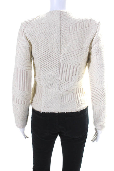 IRO Woens Metallic Woven Asymmetrical Jacket Ivory Size FR 36