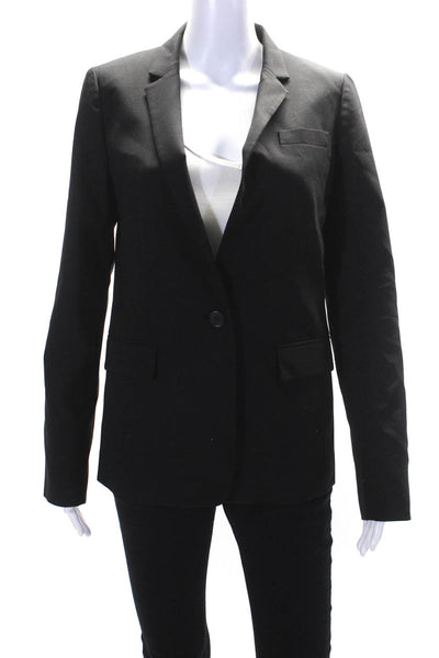 J Crew Womens Wool Woven Notched Collared Long Sleeve Blazer Jacket Black Size 6