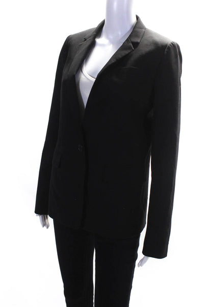 J Crew Womens Wool Woven Notched Collared Long Sleeve Blazer Jacket Black Size 6