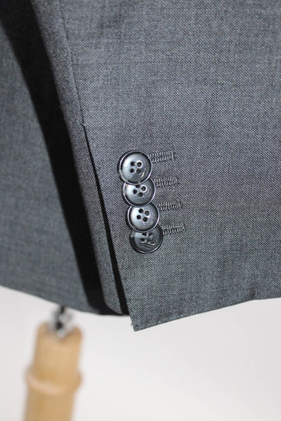 Vitale Barberis Mens Wool Buttoned Collared Long Sleeve Blazer Gray Size EUR52