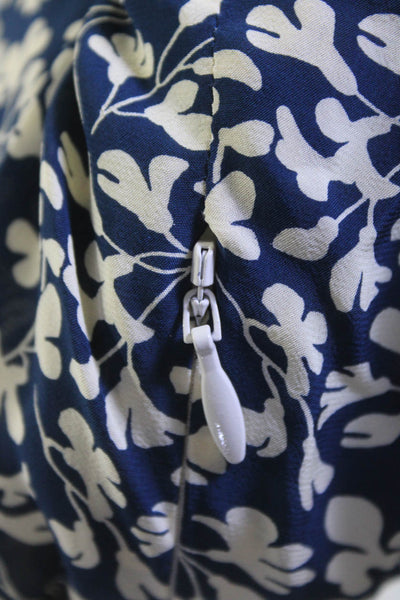 Gerard Darel Women Short Sleeve Floral Satin Wrap Dress Navy Blue Ivory FR 38