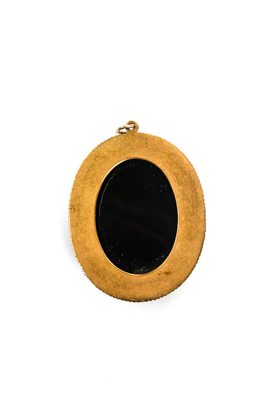 Designer Womens Vintage 14kt Gold Plated Sardonyx Stone Carved Cameo Pendant