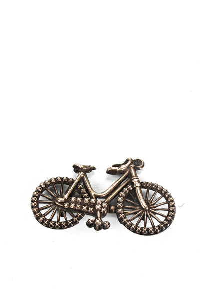 Designer Womens Vintage Sterling Silver Textured Small Bicycle Brooch Pin