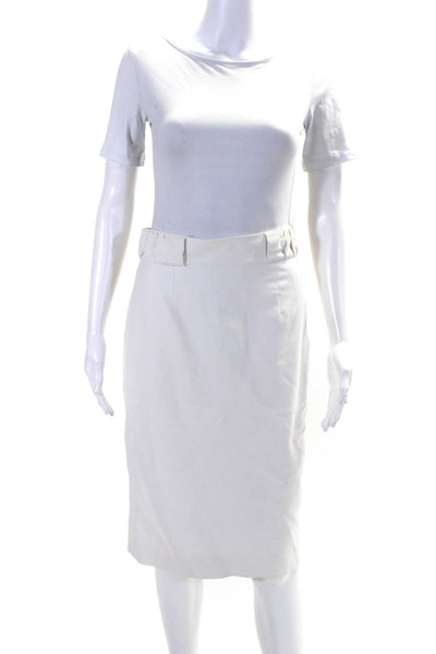 Raoul Womens Cotton Knee-Length Ruched Waist Lined Pencil Skirt White Size 6