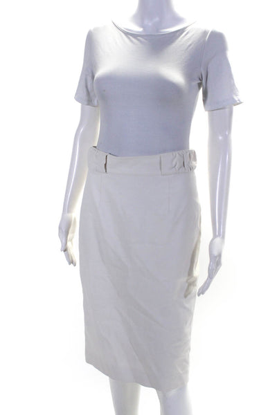 Raoul Womens Cotton Knee-Length Ruched Waist Lined Pencil Skirt White Size 6