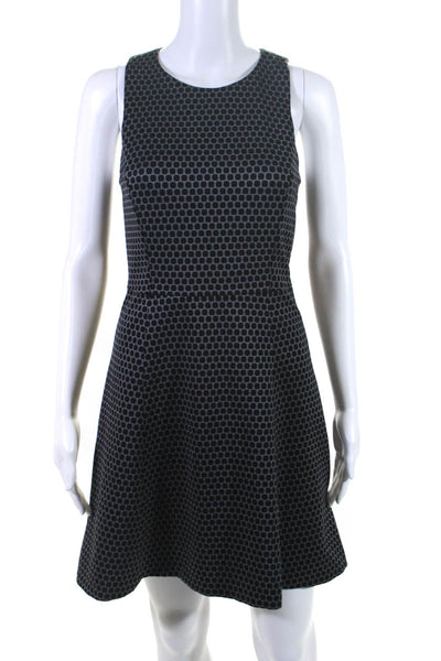 Theory Womens Polka Dot Back Zipped Darted Fit & Flare Midi Dress Black Size 0