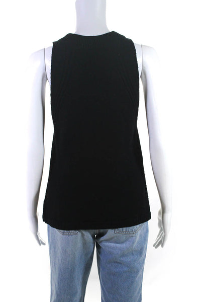 Ramy Brook Womens Merino Wool Studded Ribbed Sleeveless Knit Top Black Size XS