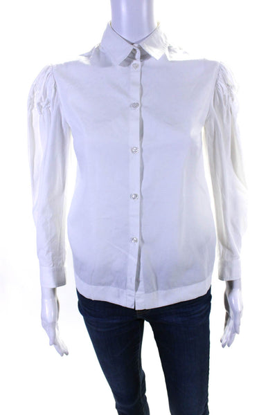 Simone Rocha Women's Collar Short Sleeves Button Down Blouse White Size S