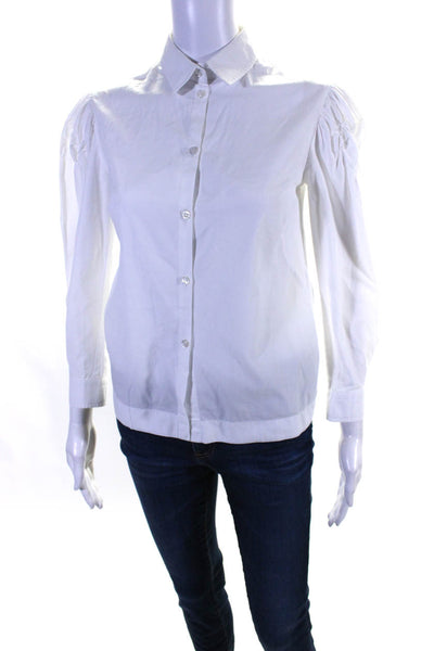 Simone Rocha Women's Collar Short Sleeves Button Down Blouse White Size S