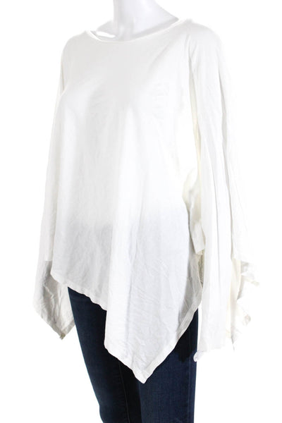 Allsaints Womens Carine Long Sleeve Jersey Poncho Top Blouse White Size 8