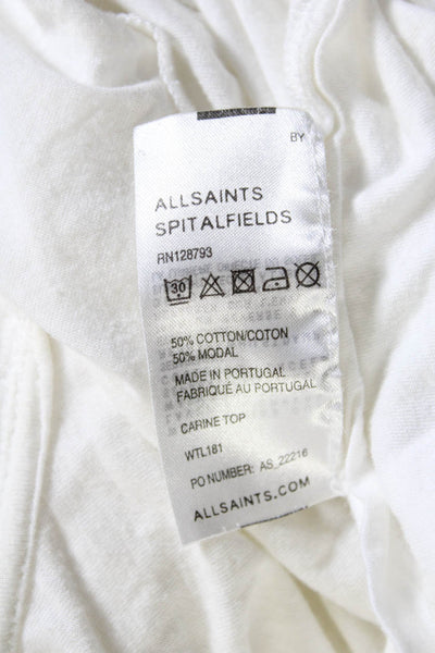 Allsaints Womens Carine Long Sleeve Jersey Poncho Top Blouse White Size 8