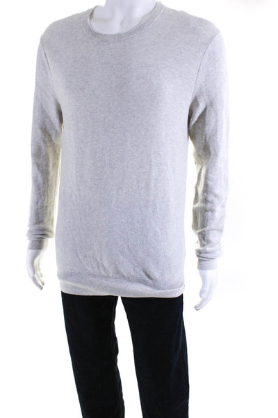 J Crew Mens Long Sleeve Crew Neck Pullover Sweater Gray Cotton Size Small