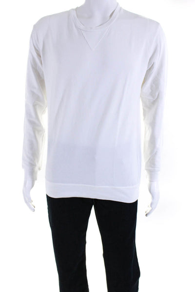 Goodlife Mens Long Sleeve Crew Neck Pullover Tee Shirt White Cotton Size Small