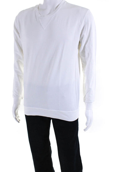 Goodlife Mens Long Sleeve Crew Neck Pullover Tee Shirt White Cotton Size Small